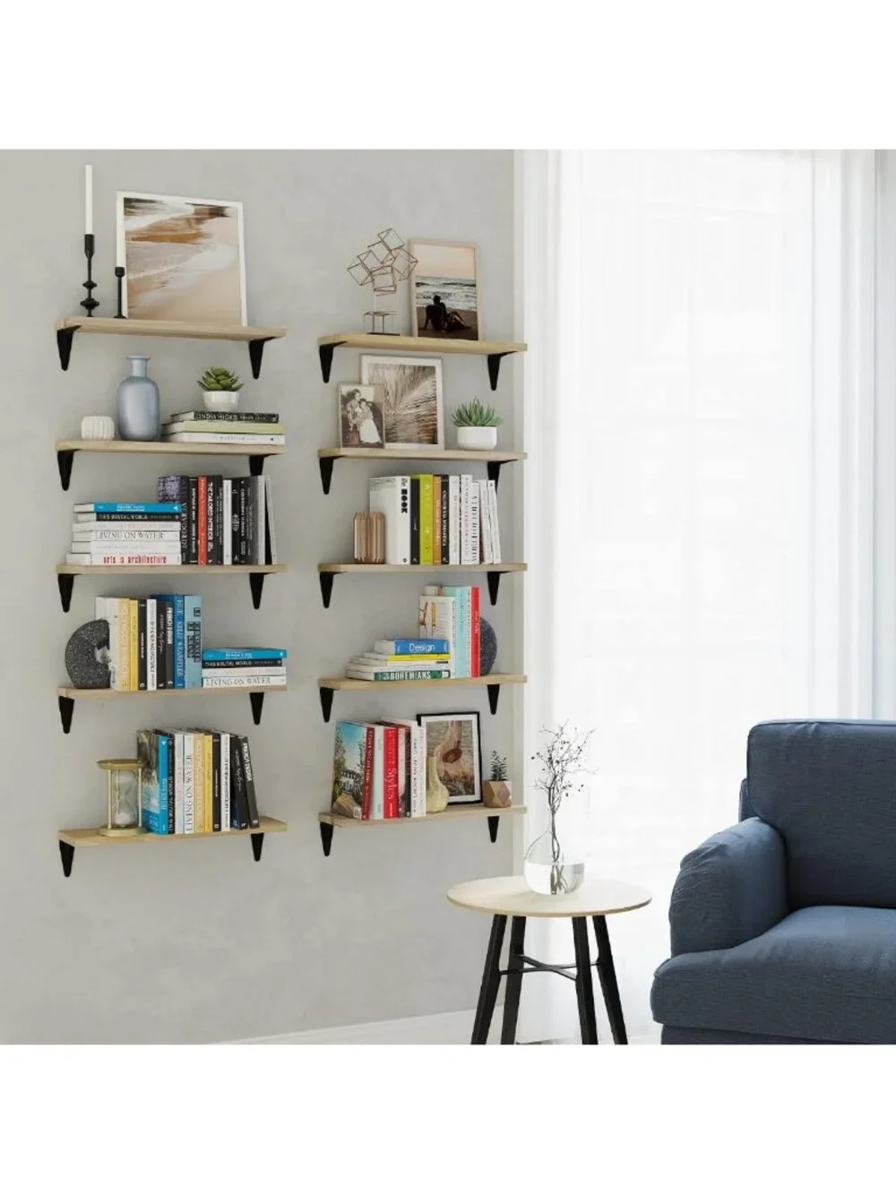 Set of 10 Floating Wall Shelves for Home Decor, Kitchen & Office Organization